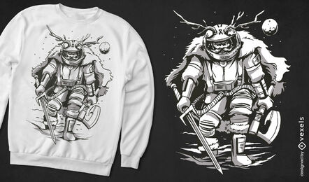 Viking astronaut character t-shirt design