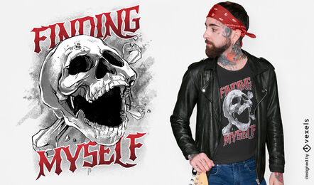 Encontrando-me design de camiseta de caveira