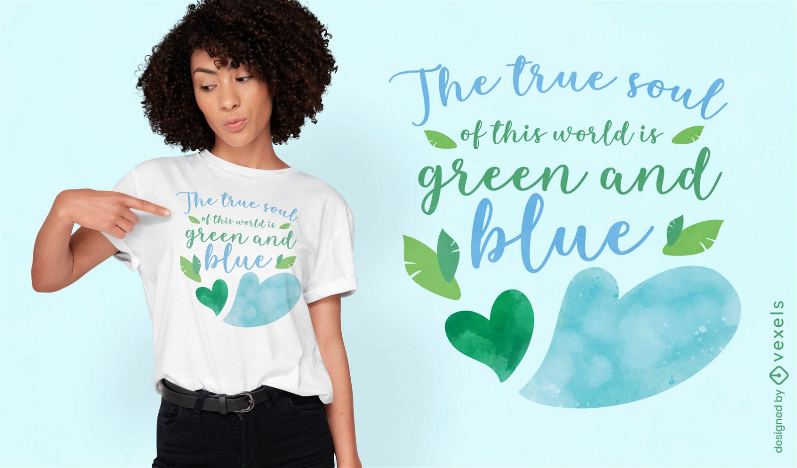 Dise?o de camiseta de acuarela azul y verde.