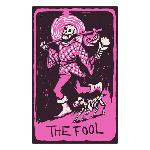The Fool card in a skeleton-themed tarot PNG Design