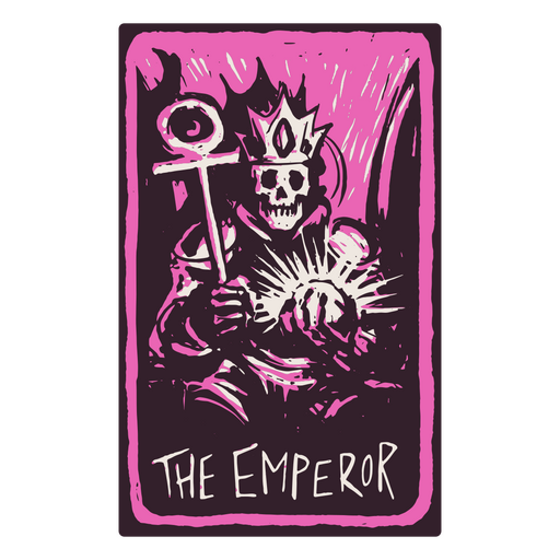 A carta do Imperador em um tarô com tema de esqueleto Desenho PNG