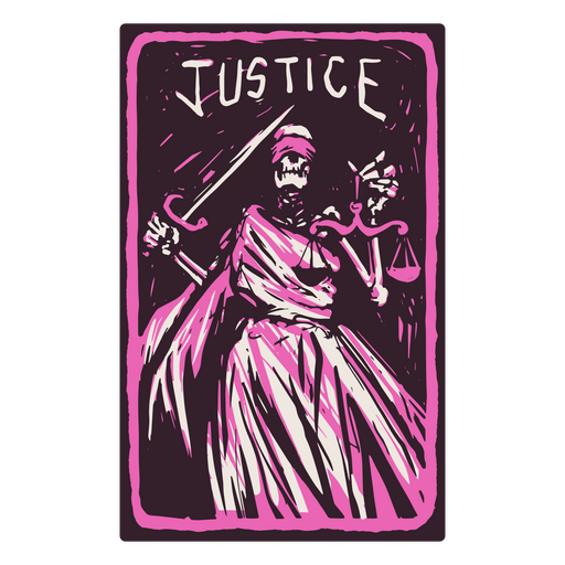 A carta da Justiça em um tarô com tema de esqueleto Desenho PNG