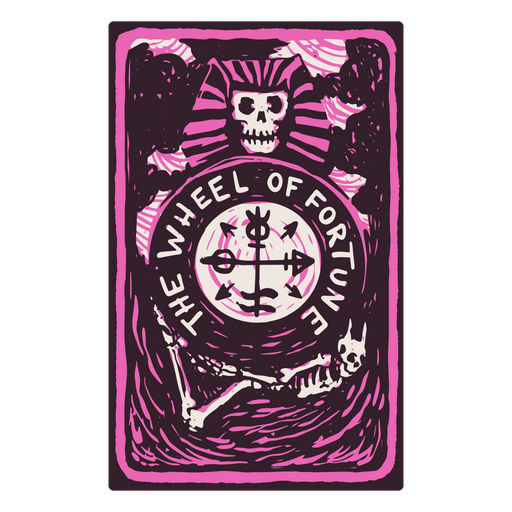 Die Glücksrad-Karte in einem Skelett-Tarot PNG-Design