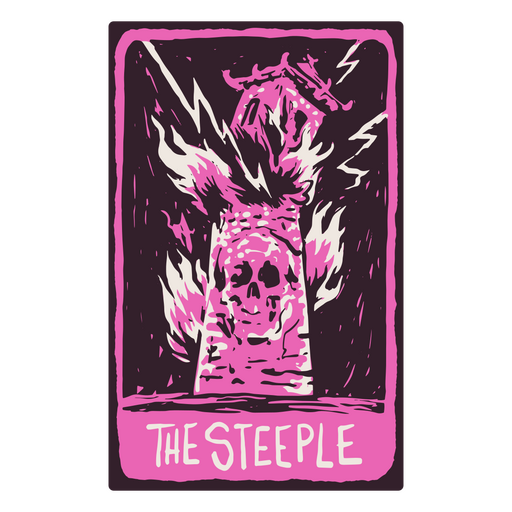 Die Steeple-Karte in einem Skelett-Tarot PNG-Design