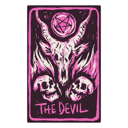 A carta do Diabo em um tarô com tema de esqueleto Desenho PNG