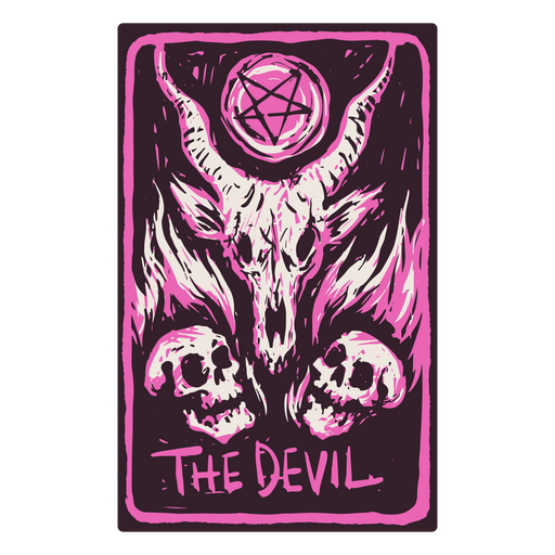 La carta del Diablo en un tarot con temática de esqueletos Diseño PNG