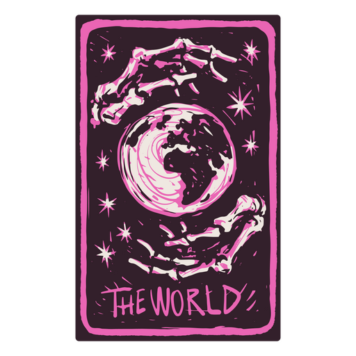The World card in a skeleton-themed tarot PNG Design