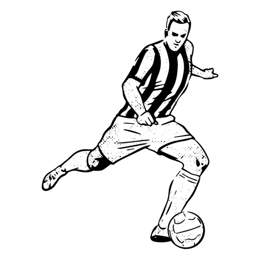 Fußballspieler balanciert, um Ball zu treten PNG-Design