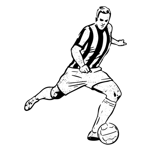 Soccer player poised to kick ball PNG Design