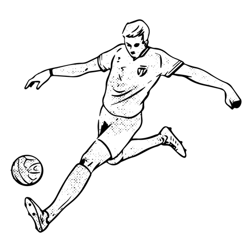 Fußballspieler, der gerade Ball tritt PNG-Design