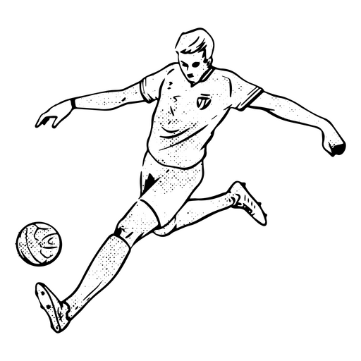 Jugador de fútbol a punto de patear la pelota Diseño PNG