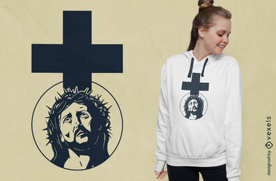 Jesus with a cross religious t-shirt design