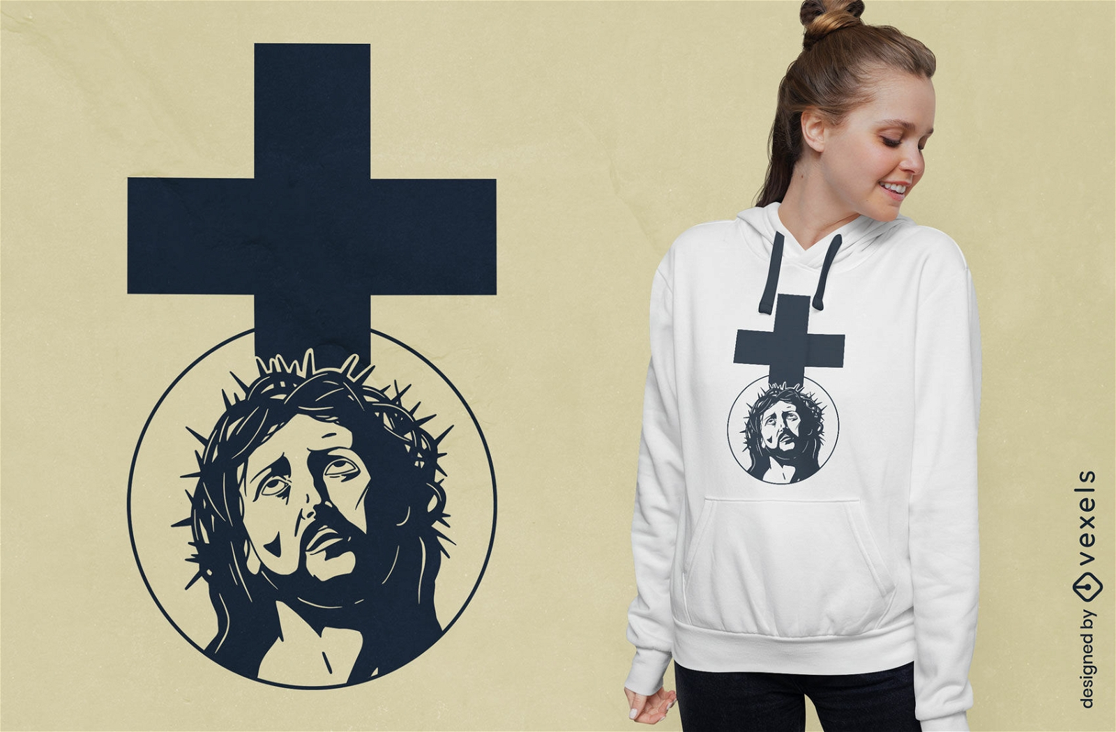 Jesús con un diseño de camiseta religiosa cruzada