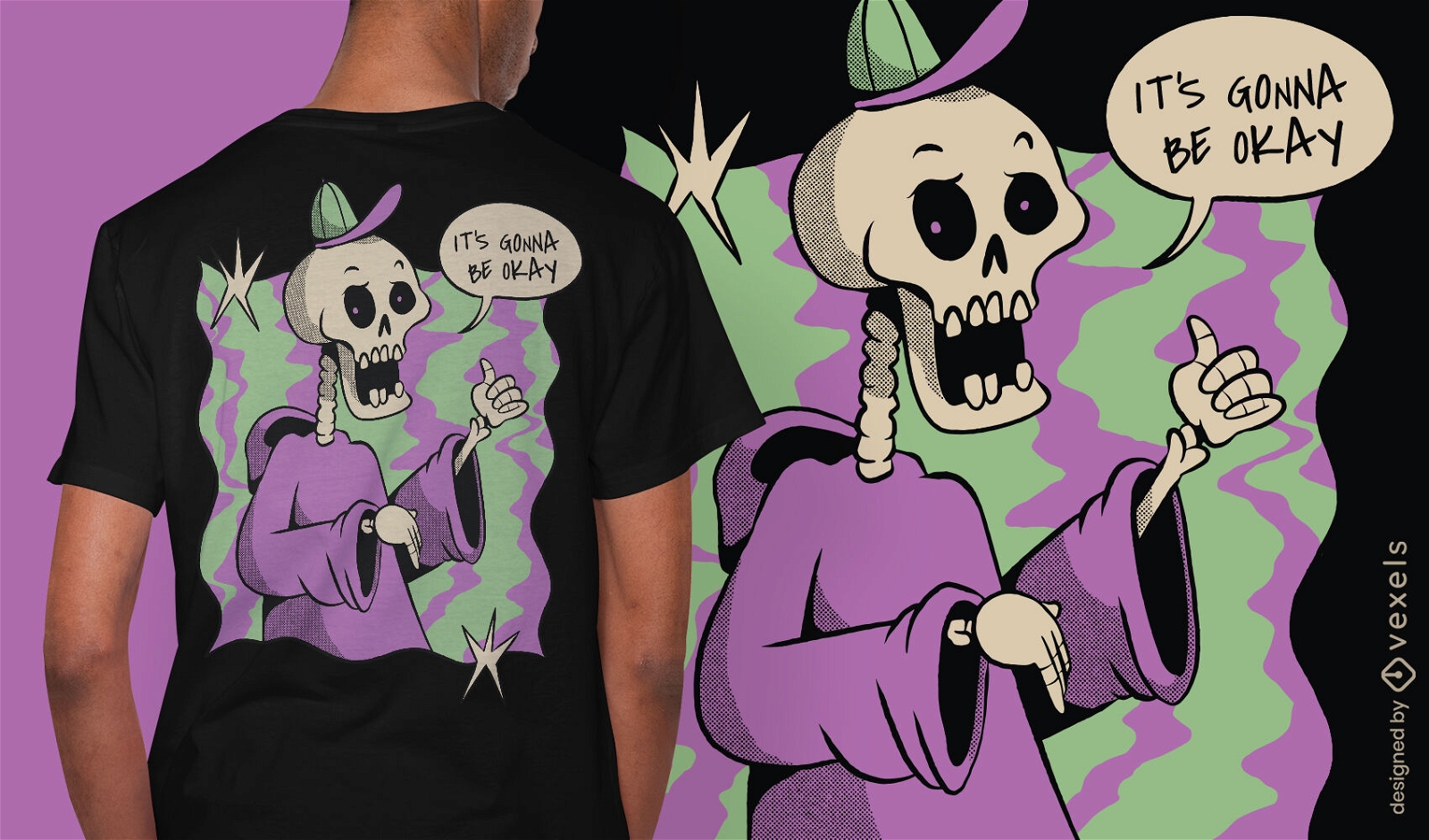 Esqueleto sendo design de camiseta de apoio