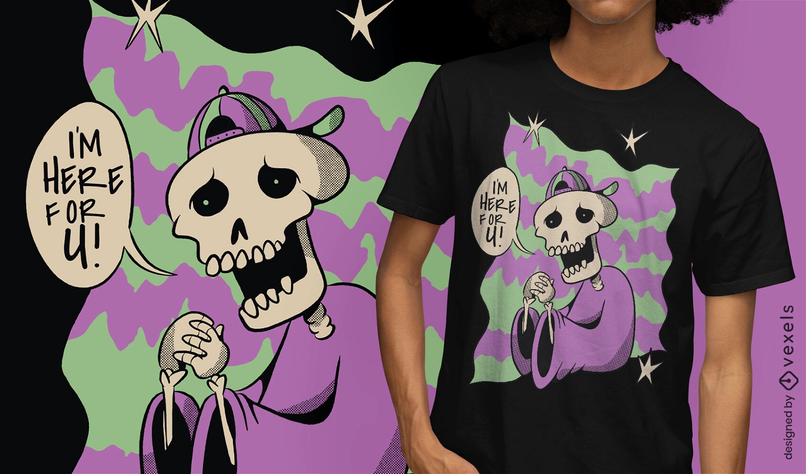 Design de camiseta de esqueleto de apoio