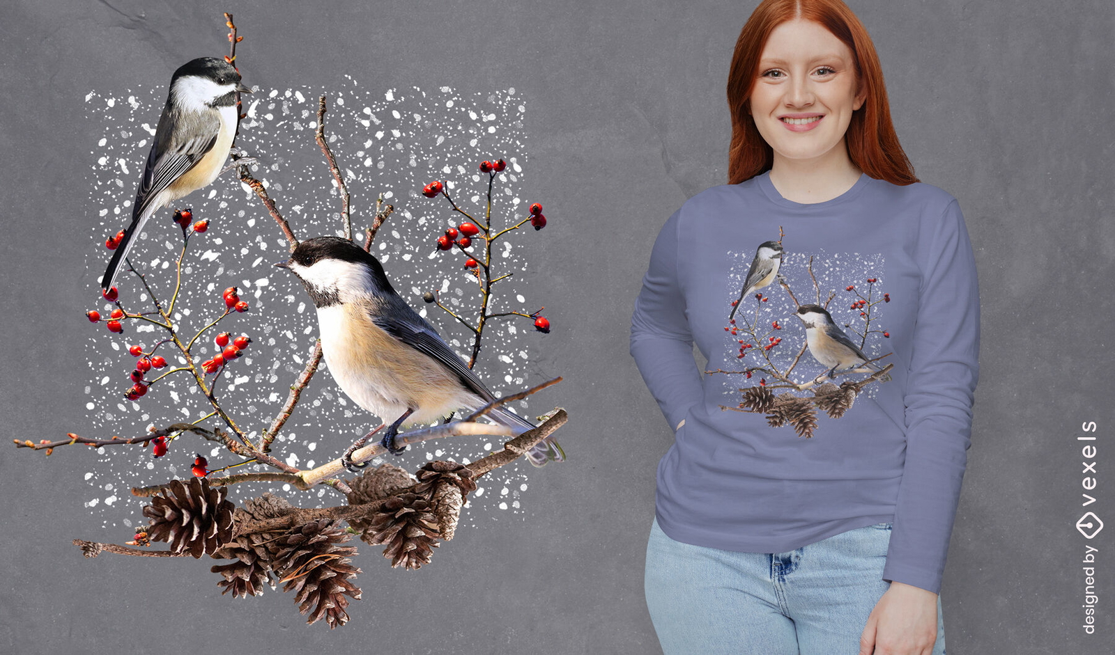 Design de camiseta de pássaros Chickadee