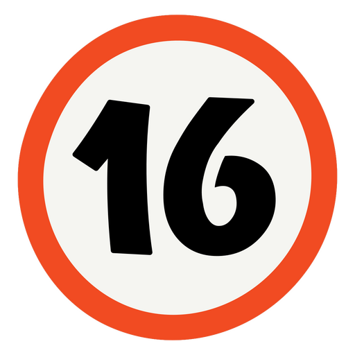 16 Jahre - rundes Verkehrszeichen PNG-Design