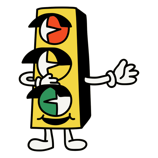Traffic lights retro cartoon PNG Design