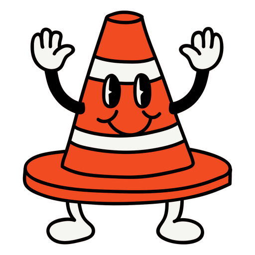 Desenho retrô de cone de trânsito Desenho PNG