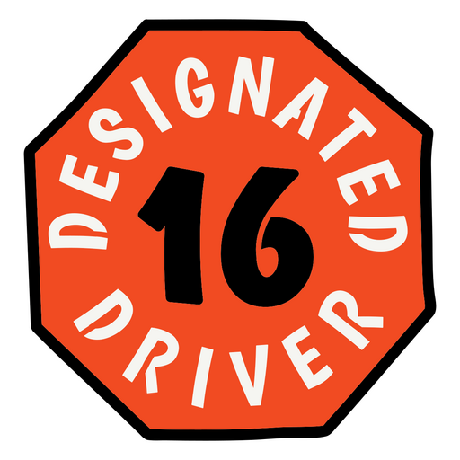 16 und gekennzeichnetes Fahrerzeichen PNG-Design
