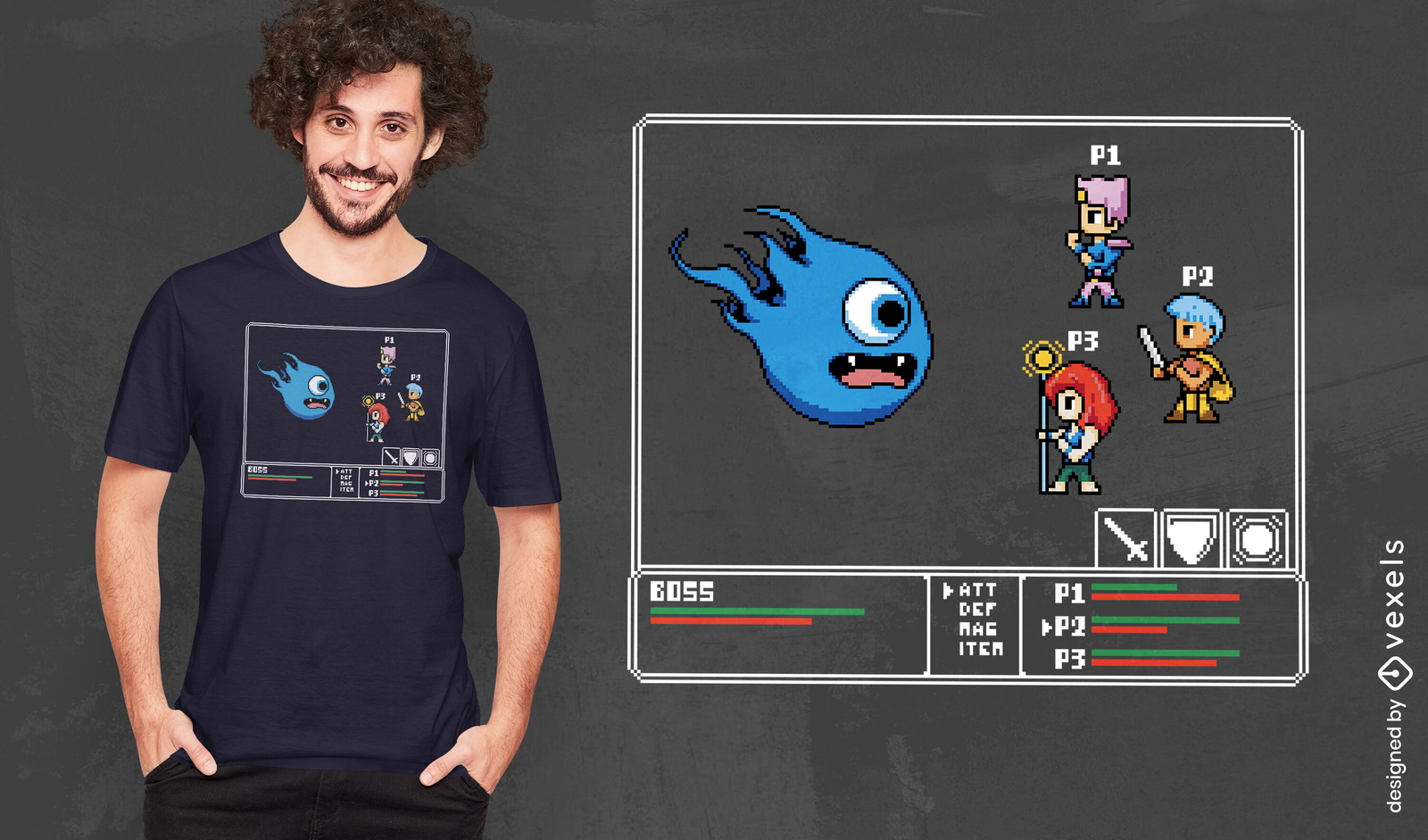 Diseño de camiseta de videojuego de la vieja escuela.