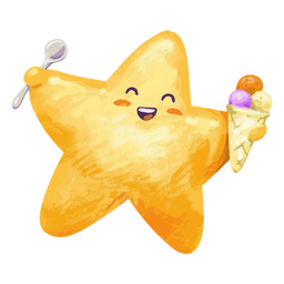 Cute star enjoying an ice cream cone PNG Design