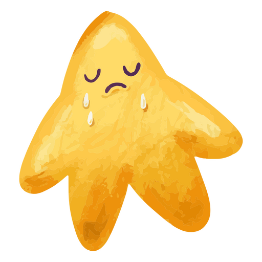 Triste estrella derramando lágrimas Diseño PNG