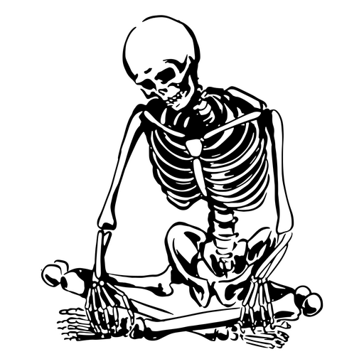 esqueleto sentado Diseño PNG