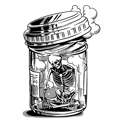 Esqueleto em uma jarra Desenho PNG
