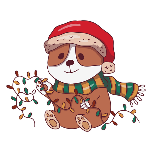 Lindo corgi jugando con luces navideñas Diseño PNG