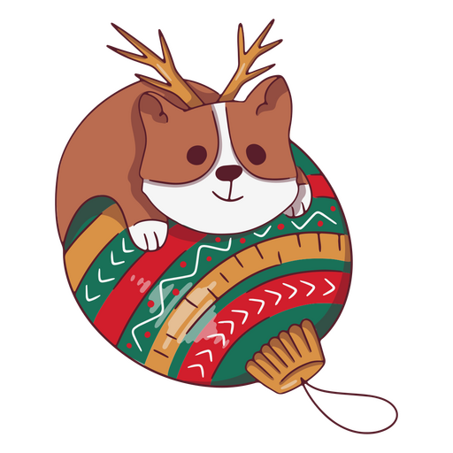 Corgi bonito brincando com uma lâmpada de Natal Desenho PNG