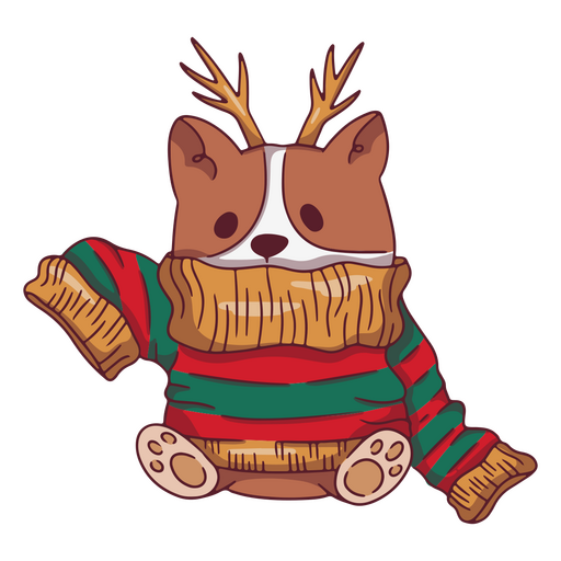 Cute corgi wearing a Christmas sweater PNG Design