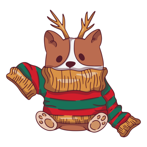 Lindo corgi con un suéter navideño Diseño PNG