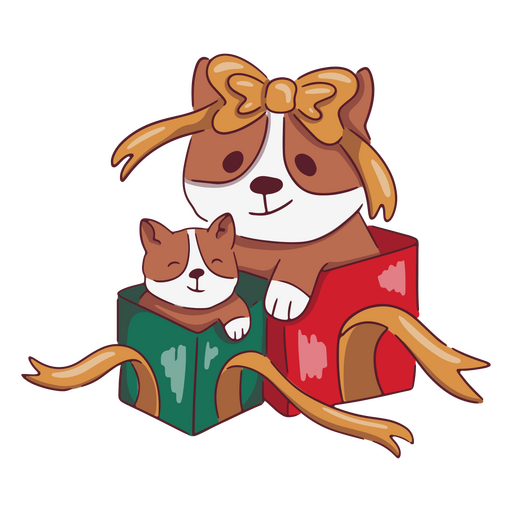 Süße Corgis in Weihnachtsgeschenkboxen PNG-Design