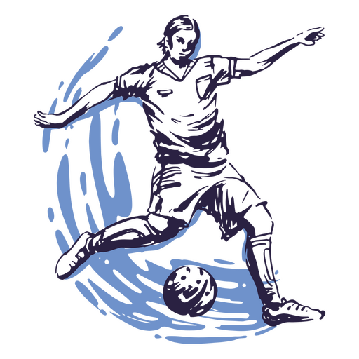 Jogador de futebol se preparando para chutar a bola Desenho PNG