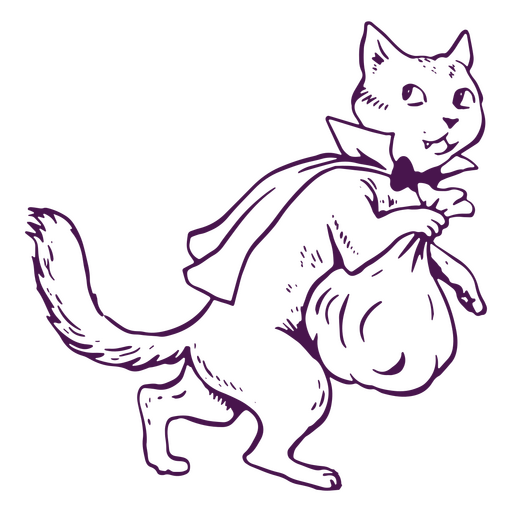 Gato ladrão com capa Desenho PNG