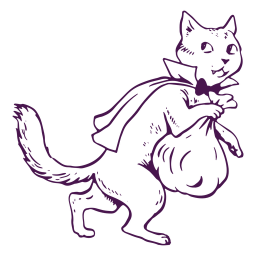 Thief cat with a cape PNG Design