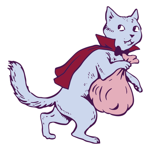 Gato ladrón con capa roja Diseño PNG