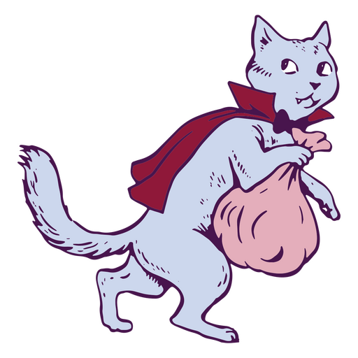 Thief cat with a red cape PNG Design