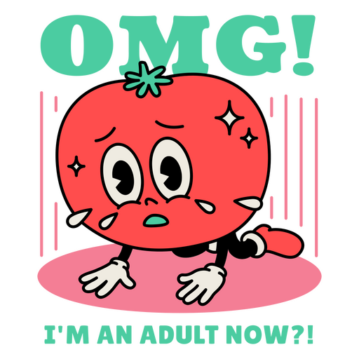 OMG I'm an adult now retro cartoon PNG Design