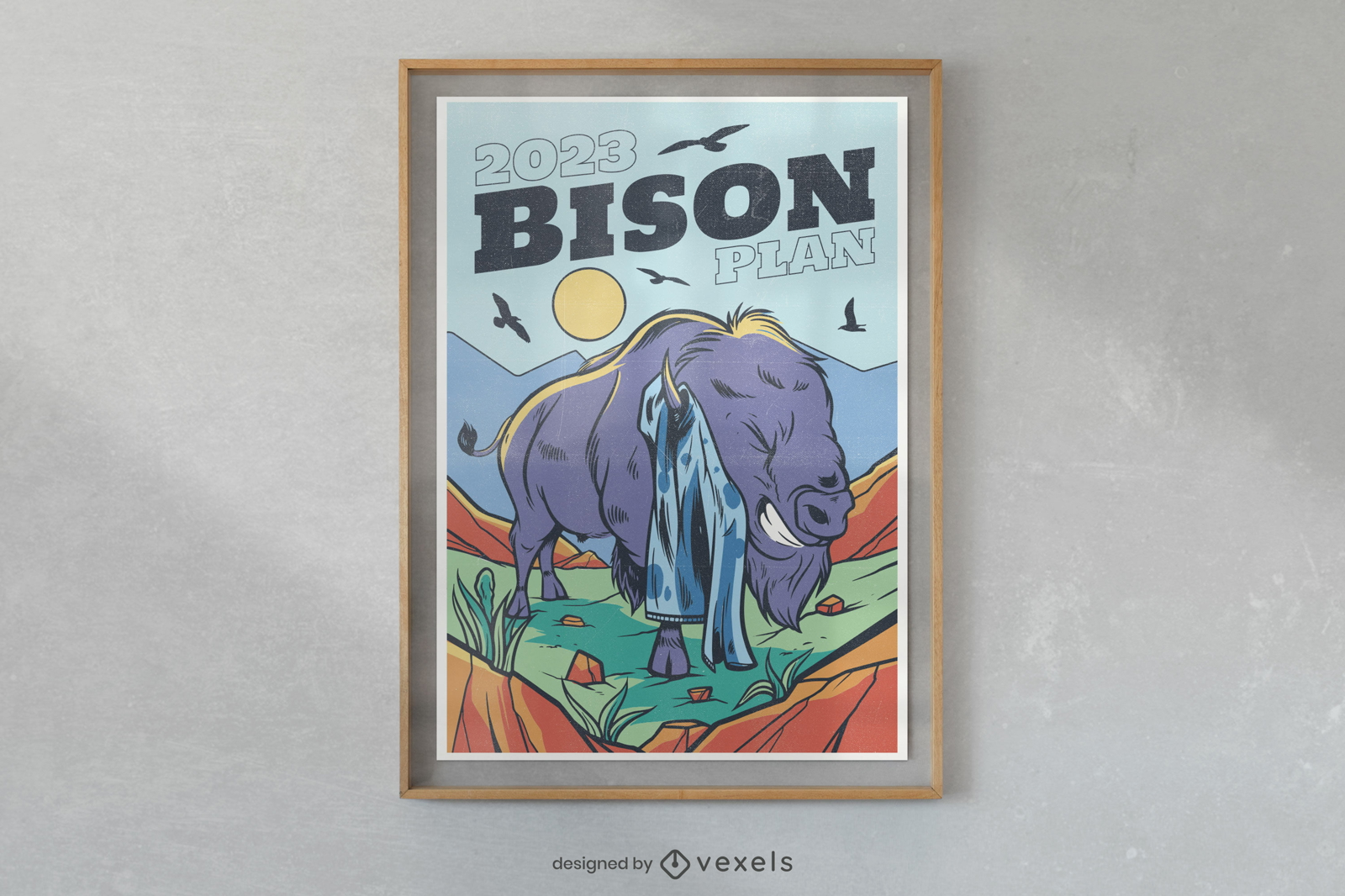 Bison animal sorridente design de cartaz