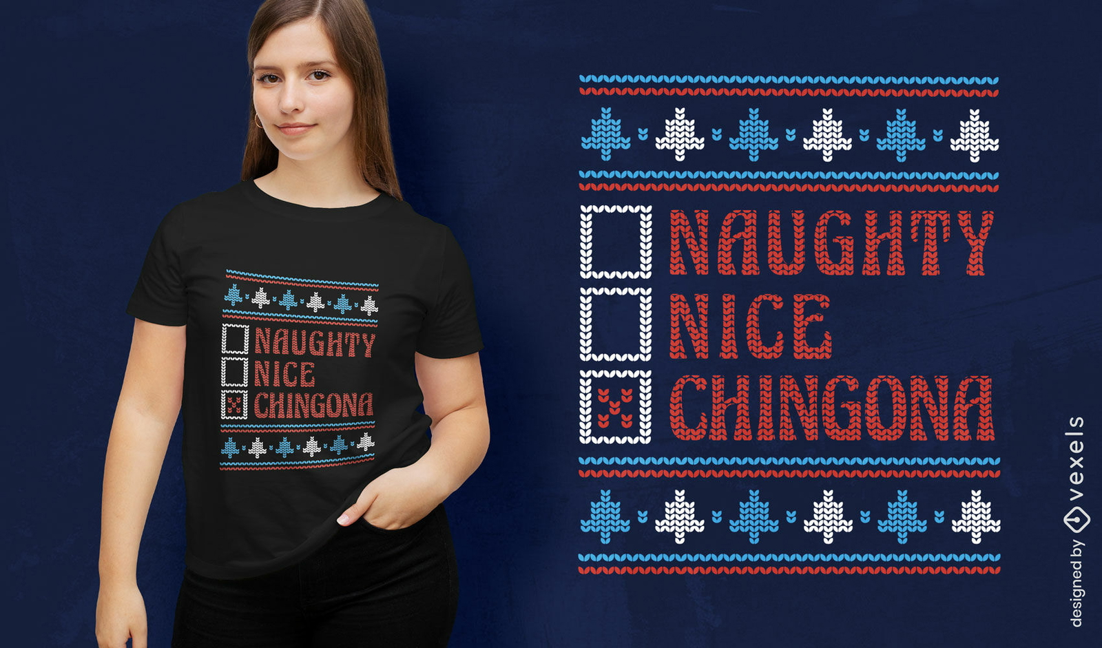 Design de camiseta de suéter feio Chingona