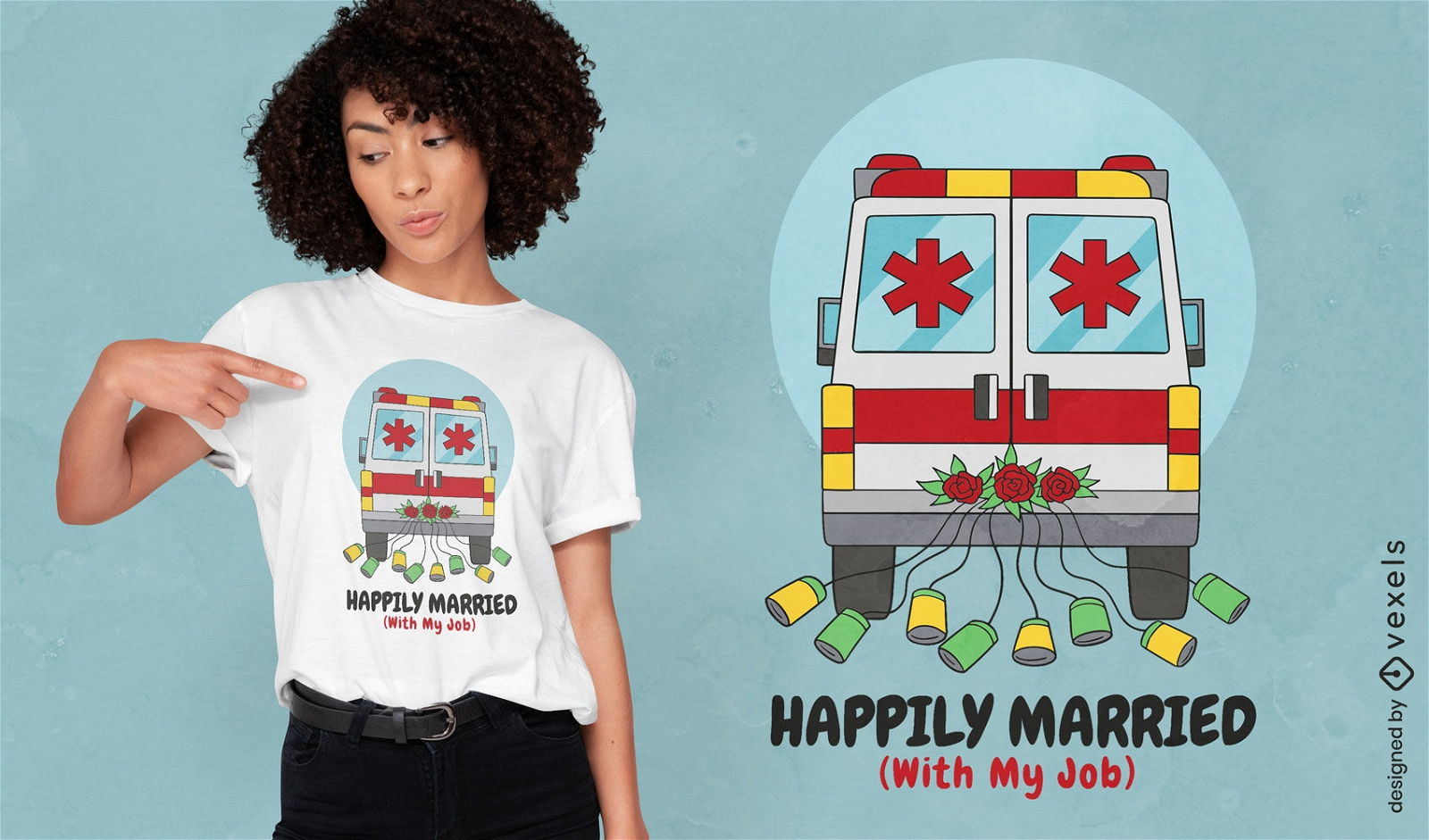 Casado com design de camiseta de trabalho de medicina