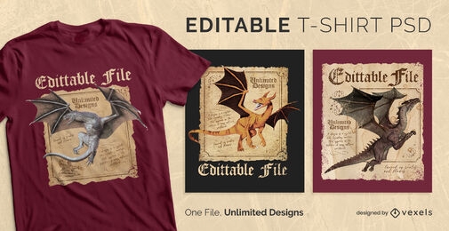 Medieval dragons scalable t-shirt psd