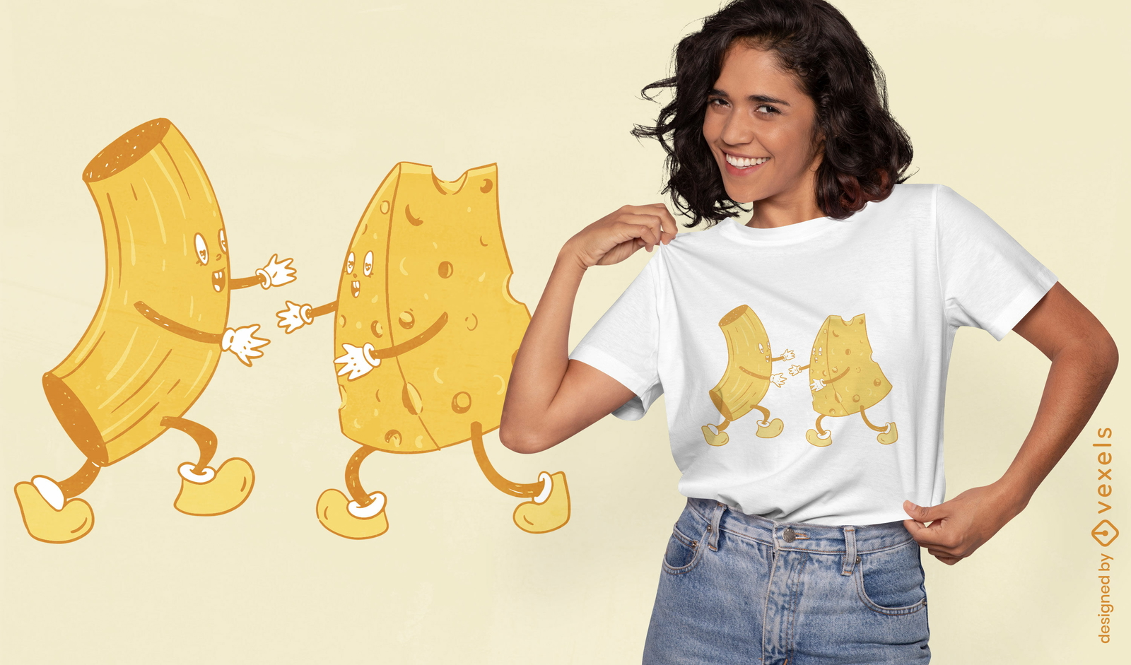 Diseño de camiseta de macarrones con queso.