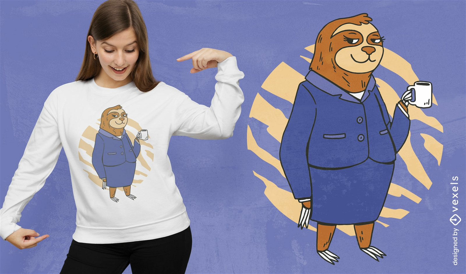 Business female sloth t-shirt design