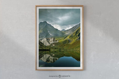 Mountains and lake landscape poster design