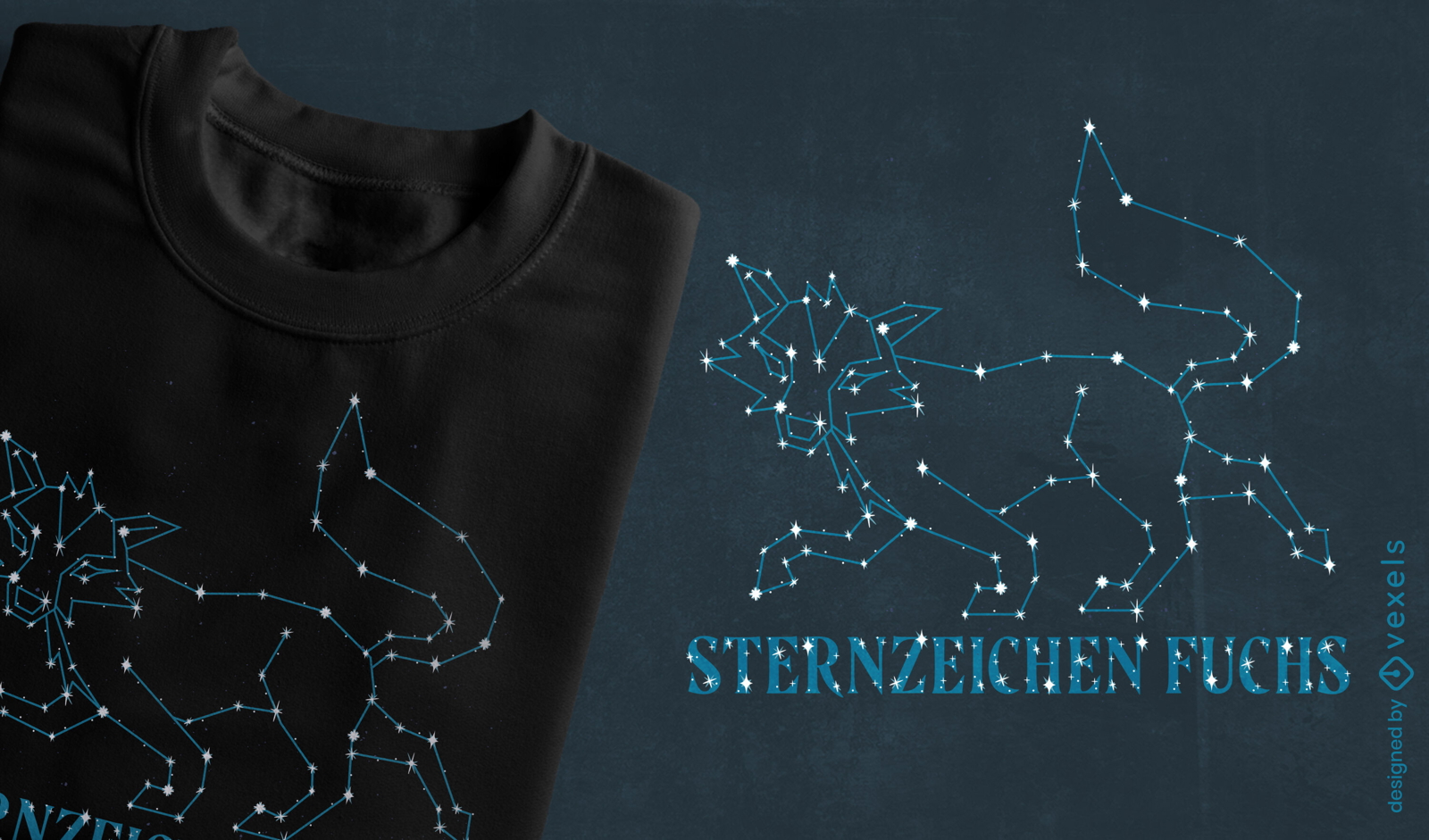 Design de camiseta de constelação de raposa