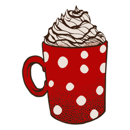 Red mug with a hot beverage PNG Design