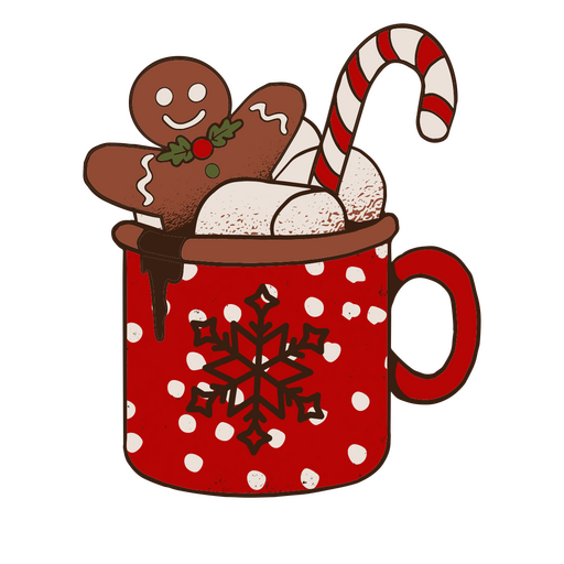 Red mug of Christmas drink PNG Design